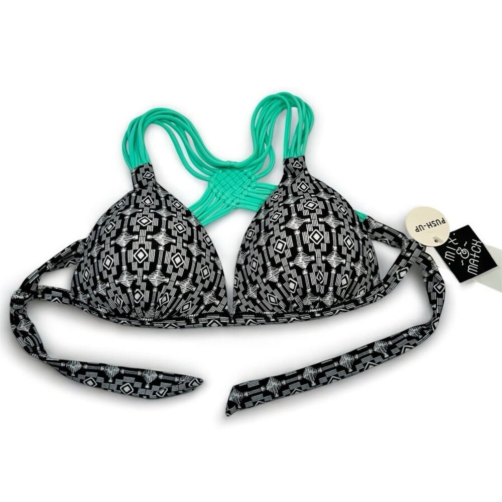 Zumiez Empyre Bikini Top Push up Triangle Swim Juniors X Small 00 Black and Teal